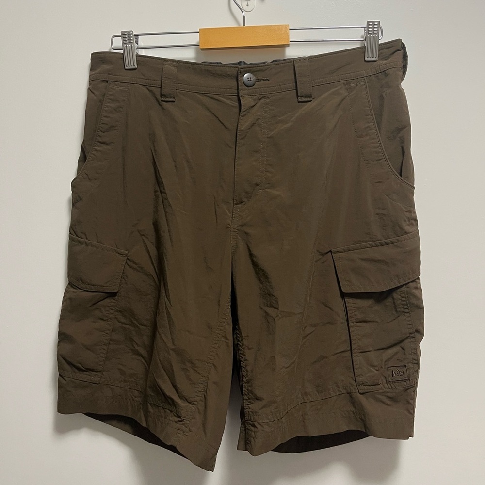 REI Hiking Shorts Brown Lightweight Nylon Cargo Gorpcore Men’s Size Large - Picture 1 of 7